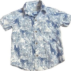 Carter's Blue and White Button Down Jungle Print